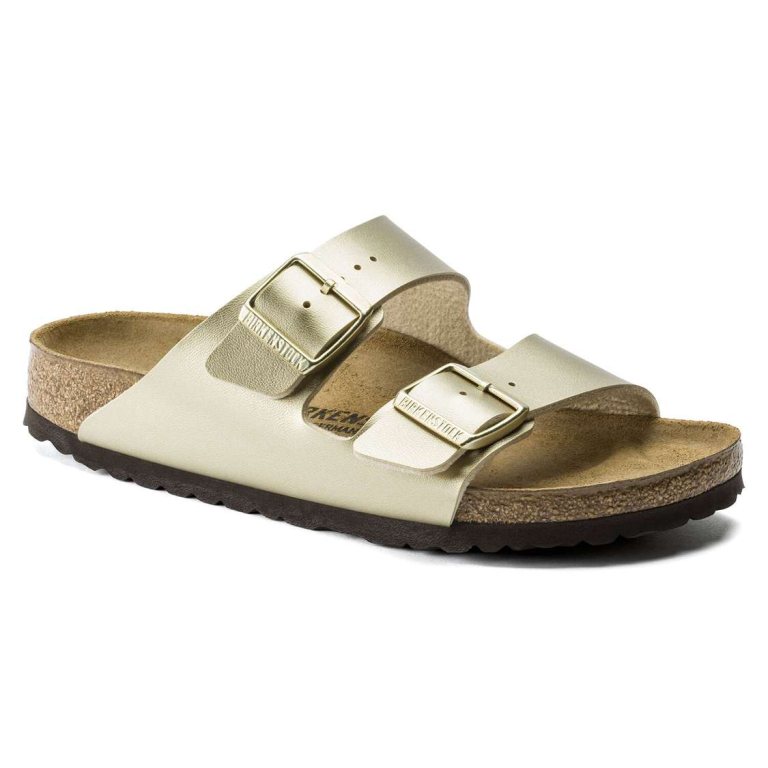 Birkenstock Arizona Birko-Flor Two Strap Sandals Gold | J9jzn7CsZ6t