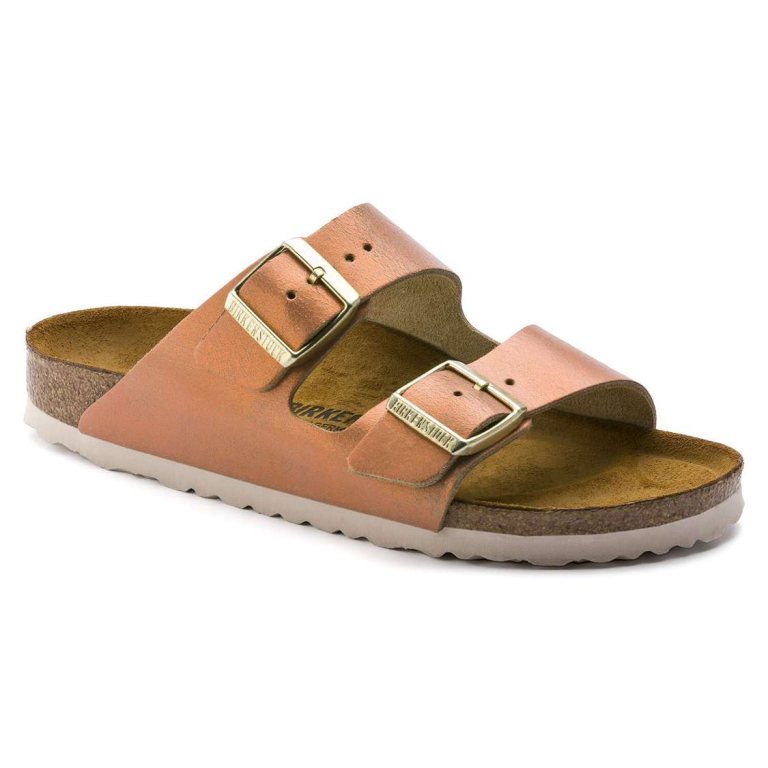 Birkenstock Arizona Leather Two Strap Sandals Wash Copper | UBB35c4GV3I