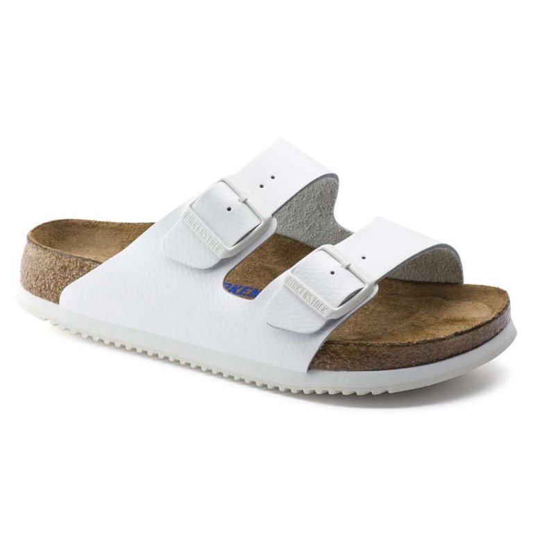 Birkenstock Arizona Soft Footbed Leather Two Strap Sandals White | figPBrHyZMX