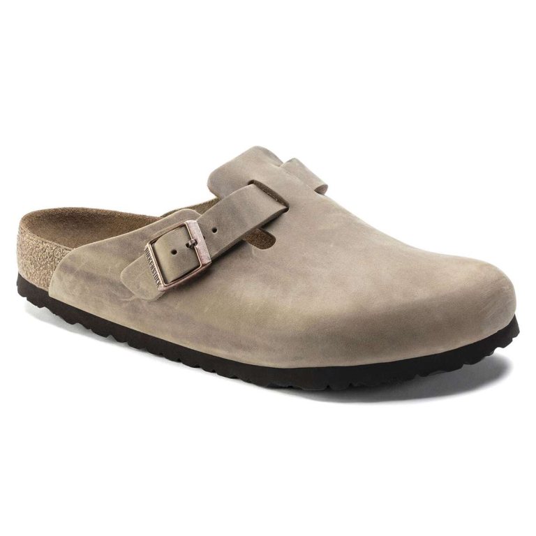 Birkenstock Boston Soft Footbed Oiled Leather Clogs Brown | Iu325SIue7n