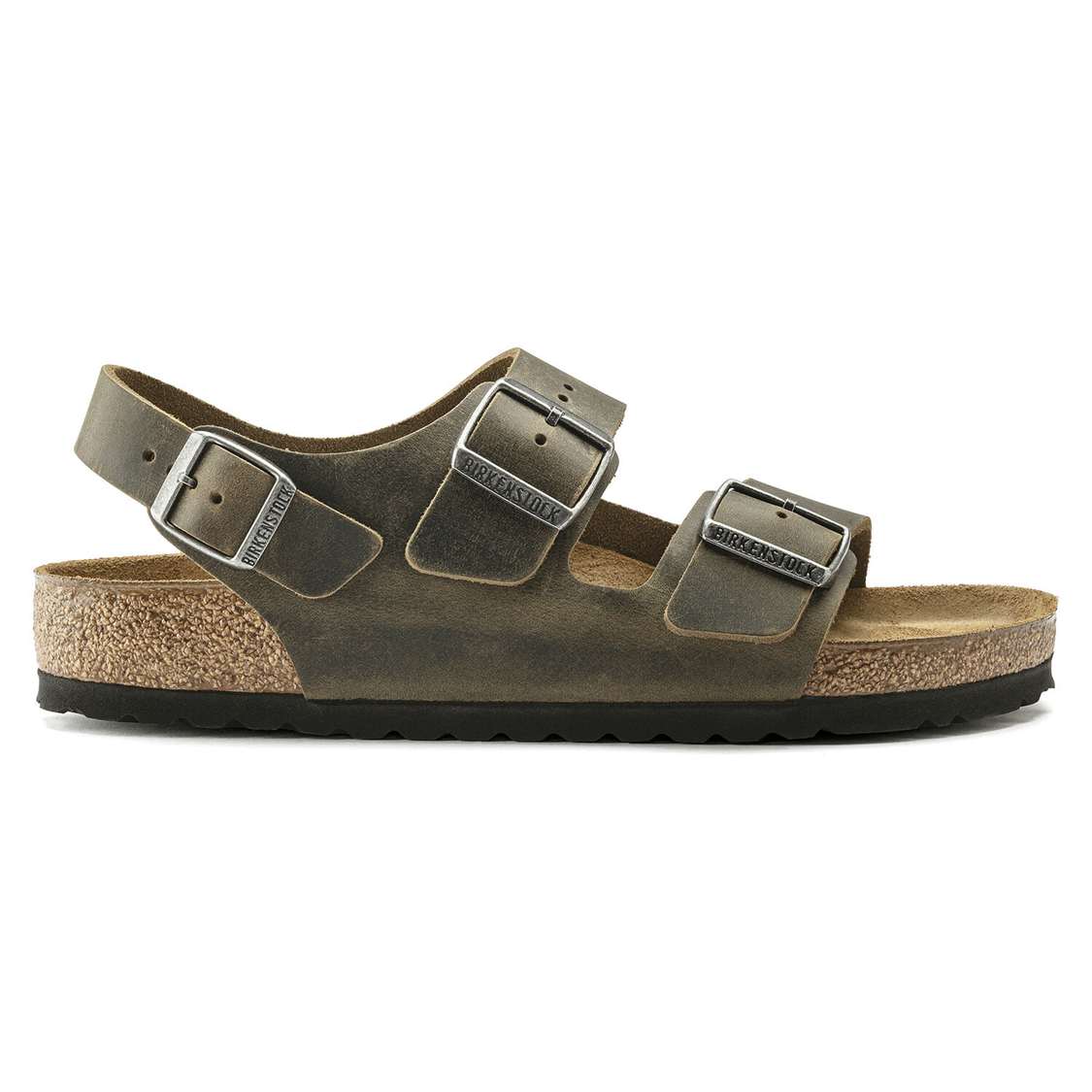 Birkenstock Milano Oiled Leather Two Strap Sandals Khaki | TppaMjHGJm7