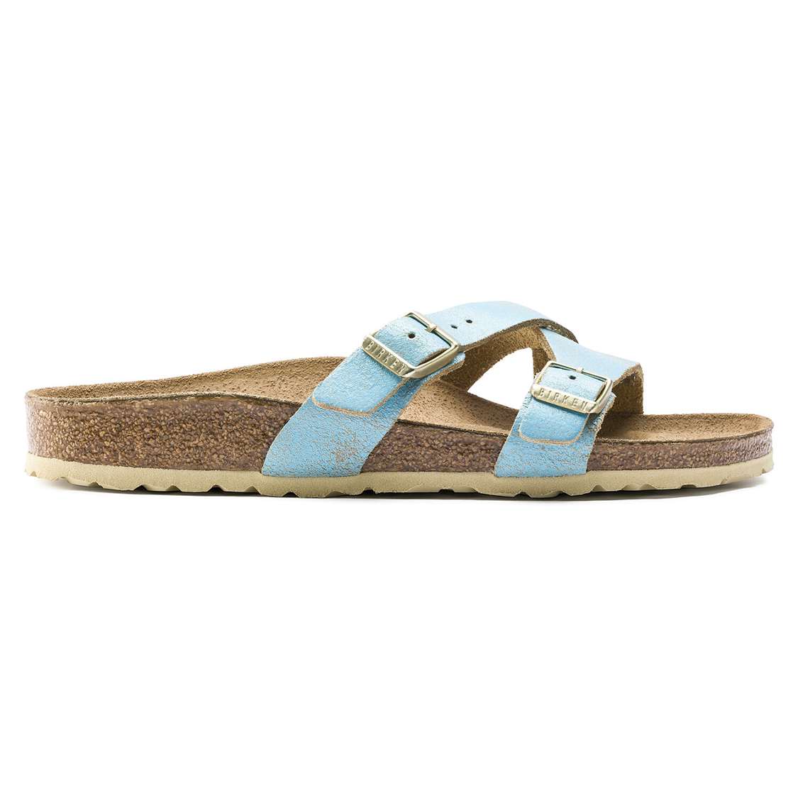 Birkenstock Yao Leather Two Strap Sandals Wash Light Turquoise | sC5t49I8gYG